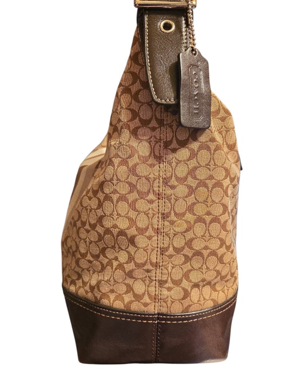 Coach Legacy 19918 Vintage Signature Shoulder Bag - Tan/Brown Jacquard & Leather - Picture 7 of 13